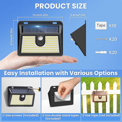 [10 Packs] Solar Motion Sensor Outdoor Lights, Super Bright Solar Lights Outdoor Waterproof, 3 Lighting Modes Security Wall Light for Outside Walking Dog Fence Backyard Deck Garden Door Step Garage