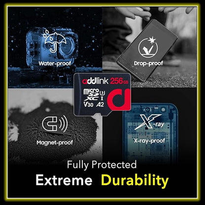 addlink 256GB 2-Pack Micro SD Card, Gaming Plus MicroSDXC Memory Card for Nintendo-Switch 1 A2 V30 for Smartphone, Action Camera 100MB/s UHS-1 U3 V30 C10 4K A2 with Adapter (ad256GBMSXU3AX2)