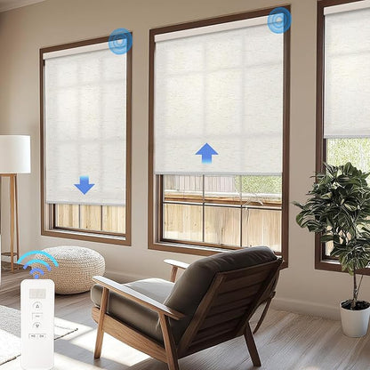 Motorized Blinds with Remote Cordless Automatic Motorized Shades Custom Blinds for Windows Smart Curtains Compatible with Alexa Google Home(Custom)