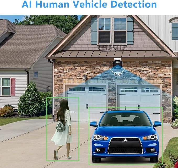 5MP PoE IP Bullet Camera Outdoor, Full Color Security IP Camera with Smart Dual Light, Two Way Talk, 98ft Night Vision, 110°Wide Angle, Human/Vehicle Detection