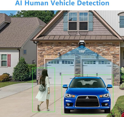 5MP PoE IP Bullet Camera Outdoor, Full Color Security IP Camera with Smart Dual Light, Two Way Talk, 98ft Night Vision, 110°Wide Angle, Human/Vehicle Detection