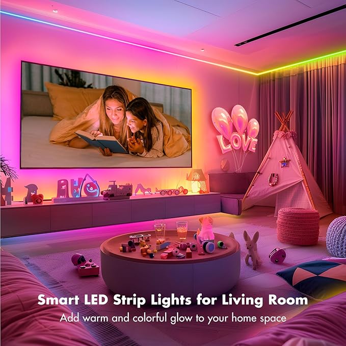 MFWW Smart IC RGB Strip Lights, 66FT LED Lights Multiple Colors on One Line, App+Remote Control, Timing, Multimodal, Music Sync, Color Changing Lights for Bedroom, Party Home Decor
