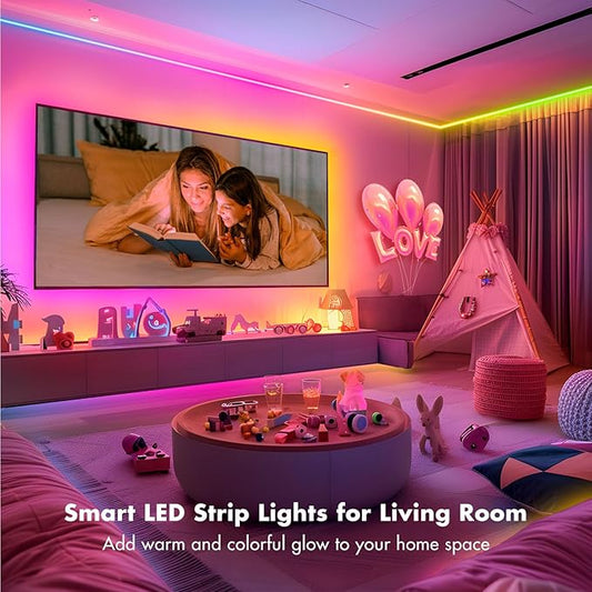 MFWW Smart IC RGB Strip Lights, 66FT LED Lights Multiple Colors on One Line, App+Remote Control, Timing, Multimodal, Music Sync, Color Changing Lights for Bedroom, Party Home Decor