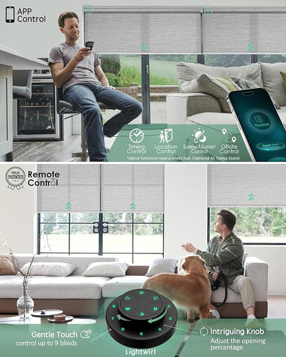 Yoolax Motorized Blinds with Remote, Room Darkening Smart Roller Shades Work with Alexa, Google, Apple Homekit, Custom Automatic Shades with Voice Control for Living Room (Shinny Gray)
