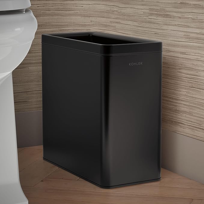 Kohler K-31313-BST 12-Liter Open-Top Trash Can, Black Stainless Steel