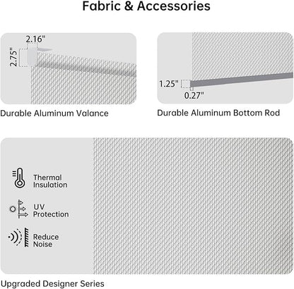 Motorized Coupled Shades, Falme Resistant Smart Solar Shades for Large Windows Automatic Blinds Compatible with Alexa, Electric Roller Blinds Customized for Home Office(3% Openness Sliver)