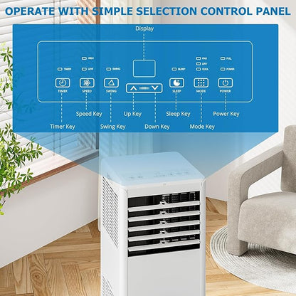 GarveeLife Portable Air Conditioners, 8,000 BTU for Rooms up to 350 Sq.Ft., Smart Compact AC Unit with Cooling, Dehumidifier, Fan, Remote Control and Window Kit, White