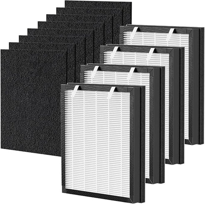 P358 Replacement Filters Compatible with HEAPETS P358 Pet Air Purifier, 4 Hepa Filters and 8 Activated Carbon Pre-filters for Pet Household, Compare Part #PJ358-2LX6JDM