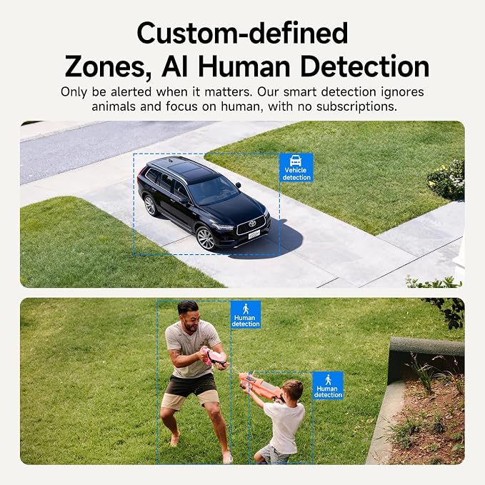 Solar Security Camera Wireless Outdoor, 2.4GHz 5GHz Dual Band WiFi Camera, Magnetic Folding Mount, AI Human/Vehicle Detection, Full Color Night Vision, Siren, 2-Way Talk for Home Garage Yard