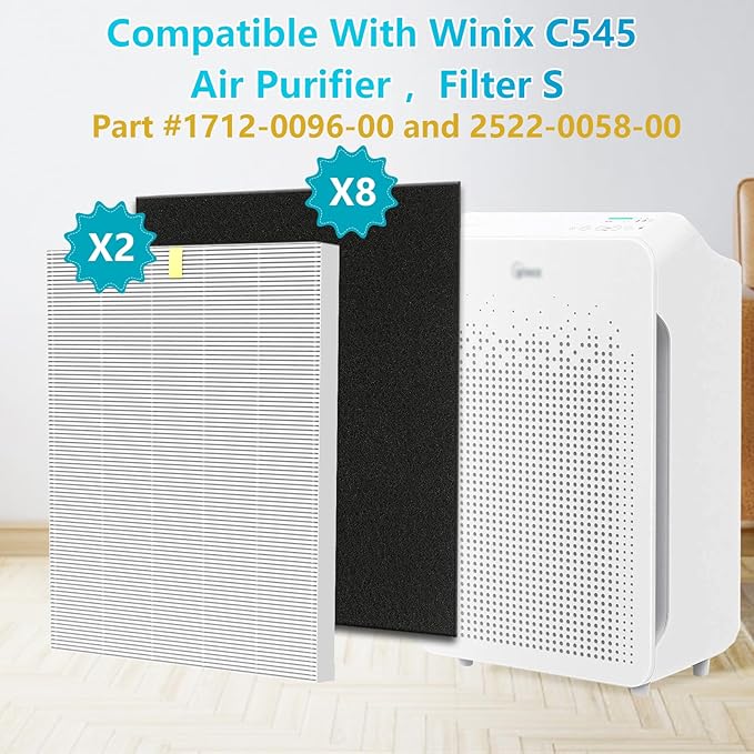 C545 Replacement Filter Compatible with Winix C545, Filter S Only, Replaces Parts 1712-0096-00 and 2522-0058-00