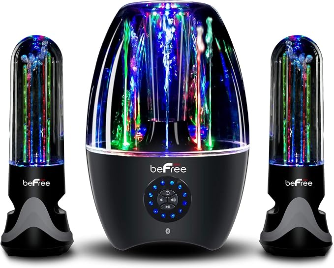 beFree Sound 2.1 Channel Bluetooth Multimedia LED Dancing Water Sound System,Black,BFS-Dancing Water