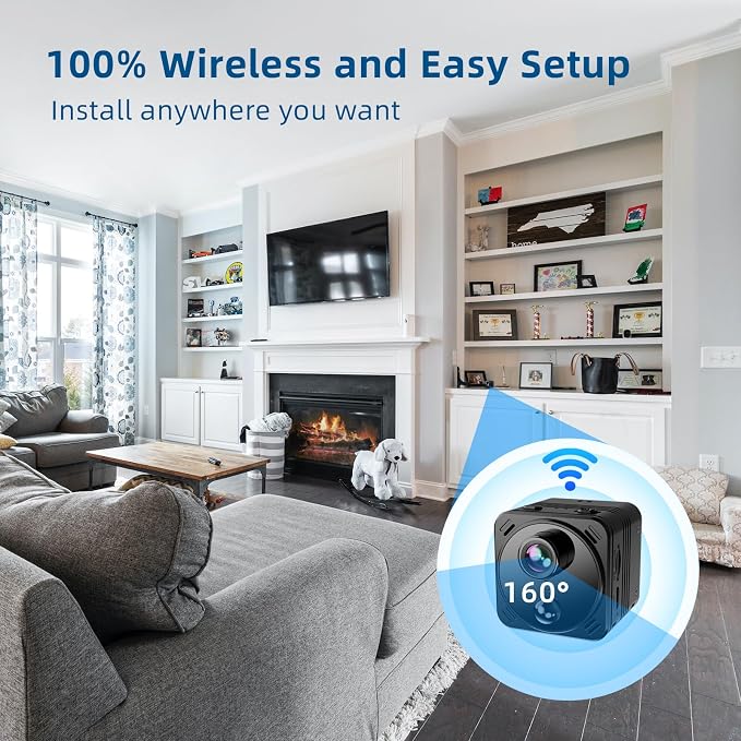 VIDCASTIVE Security Camera 4K Mini Wireless WiFi Indoor Cameras, AI Human Detection, Auto Night Vision, Cloud Storage, Up to 100 Days Standby Battery Life