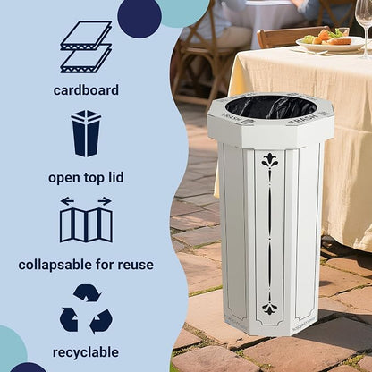 happimess Fleur 25 Gal Trash Can Bin, Bridal Ivory, Set of 2