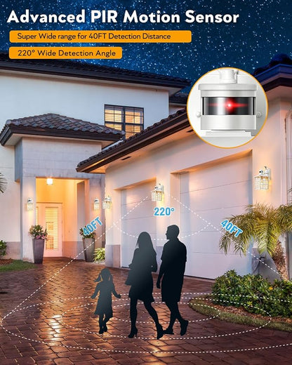 VIANIS Motion Sensor Outdoor Porch Lights Wall Mount, Anti-Rust, Waterproof