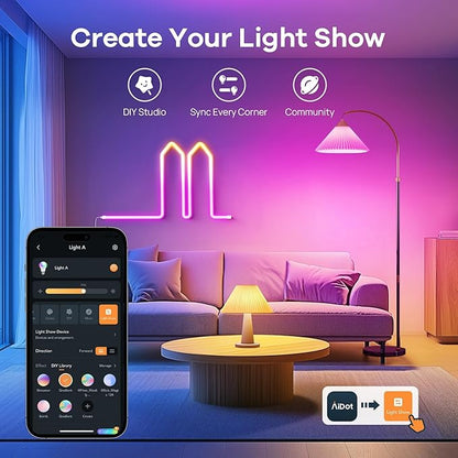 OREiN Matter Smart Light Bulb, BR30 Smart Bulbs, 60W E26 Base RGBTW Color Changing Bulbs 2.4Ghz WiFi Only, 650LM Led Bulb Compatible with Alexa, Apple Home, Google Home, SmartThings, 4 Pack