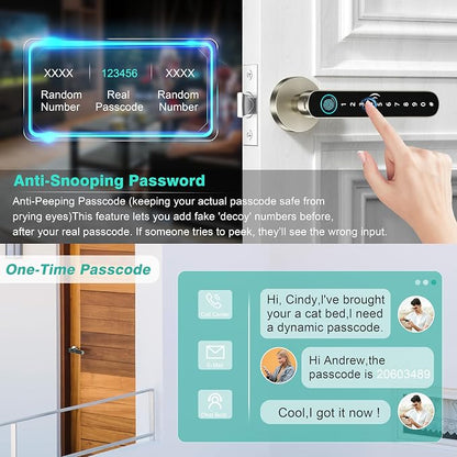 5 in 1 Fingerprint Door Handle with Keypad Control, APP Control, Key Card