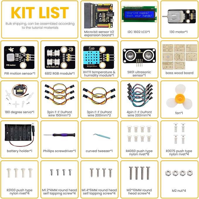 KEYESTUDIO Smart House Kit for Micro:bit V2(not Included), DIY Microbit Home Automation Educational STEM Kit for Beginners 15+
