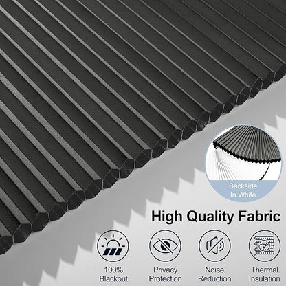 BERISSA Motorized Cellular Shades, Blackout Smart Honeycomb Blinds with Remote Control & Hub, Custom Room Darkening Automatic Cellular Window Blinds for Home Office, Living Room, Door,Black