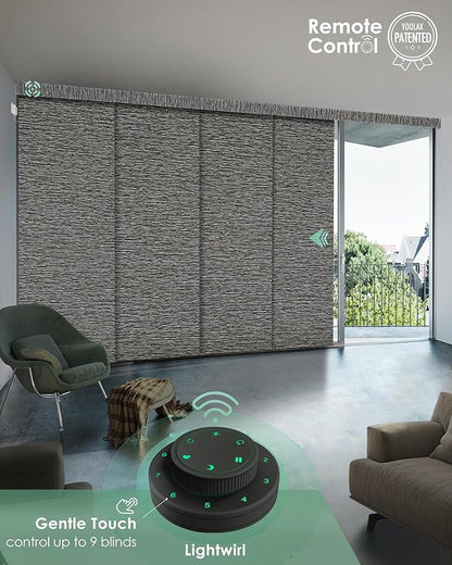 Yoolax Custom XL Smart Sliding Door Blinds, Motorized Sliding Panel Blinds Compatible with Alexa, Blackout Vertical Blinds for Glass Doors, Patio Doors, Closet Doors, Rock Stripe Black