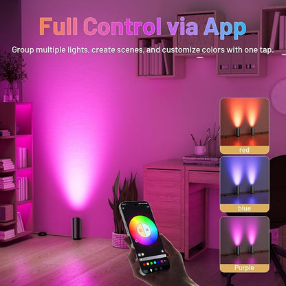 2 Pack Smart Up Lights Indoor: Dimmable RGBW Floor Can Lights, Alexa