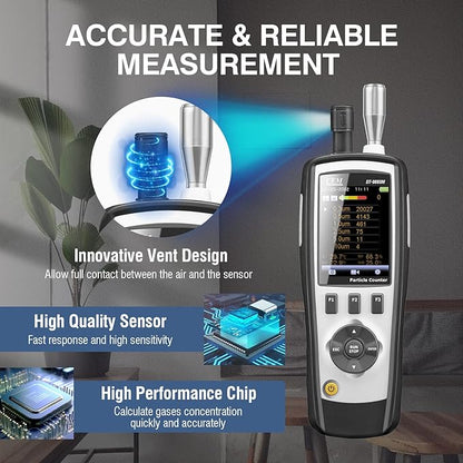 CEM T.ax Included DT-9883M cleanroom Particle Counter PM2.5/10 HCHO CO2 TVOC Air Particle (0.3,0.5,1.0,2.5,5.0,10μm Supports Photos and Camera