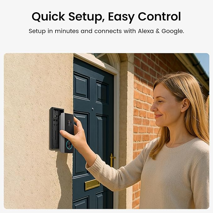 aosu Doorbell Camera Wireless, Battery-Powered Video Doorbell, 2K Resolution,Support Local Storage,166° Ultra Wide Angle,180-Day Battery Life, AI Detection, Work with Alexa & Google