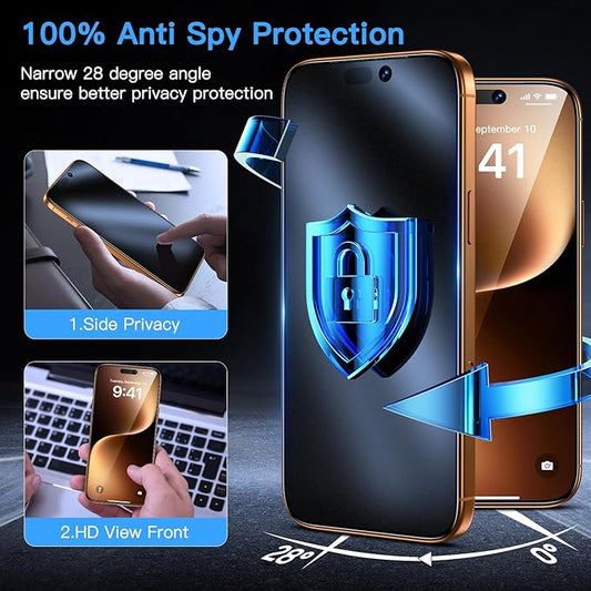 Uyiton for iPhone 17 Pro Max Matte Privacy Screen Protector - Anti-Fingerprint [Easy to Install] Anti-Spy Shatterproof Full Coverage 9H Tempered Glass Screen Cover, 2 Pack
