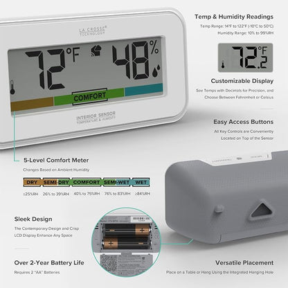 Temp Tracker Interior Wi-Fi Alert System with the Bridge Gateway and an Interior Temperature and Humidity Display with Comfort Meter