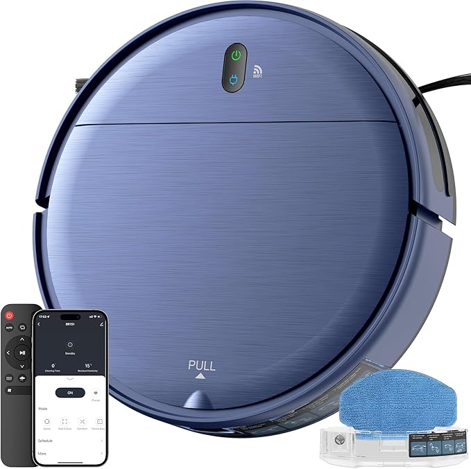ZCWA Robot Vacuum,Robot Vacuum and Mop Combo with Schedule,APP/Remote/Voice,Strong Suction,Slim Self-Charging 2 in 1 Floor Cleaner for Pet Hair,Carpets,Hard Surfaces