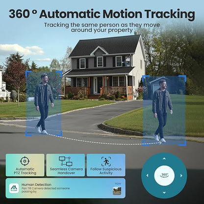SOLIOM Security Cameras Wireless Outdoor,4K Ultra HD for Day and Night, No Subscription,Built in Radar,Solar Powered Cameras for Home Security, 360° Pan Tilt Auto Tracking,5G & 2.4G WiFi, 2-Cam Kit