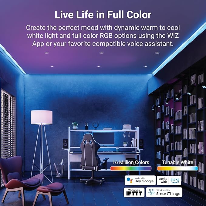 HALO 4" Smart Wi-Fi® Recessed LED Light Powered by WiZ Pro, Dimmable Full Color w/ SpaceSense® Motion, Smart Home Ready - RL4069WZRGBWWHR