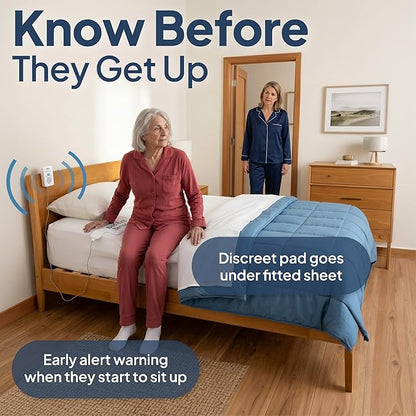 Smart Caregiver® Bed and Chair Exit Alarm System for Fall/Wandering Prevention – Know When They get up! Includes Monitor with 10in x 30in Bed Sensor Pad and 10in x 15in Chair Sensor Pad