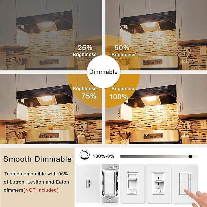2.5 in E17 Intermediate Base LED Filament Bulb 360 Lumens, 2700K Soft White Dimmable Appliance Bulb AC 120V, UL Certified T8 Microwave Light Bulbs Under Hood for Refrigerator Stove 6Pack