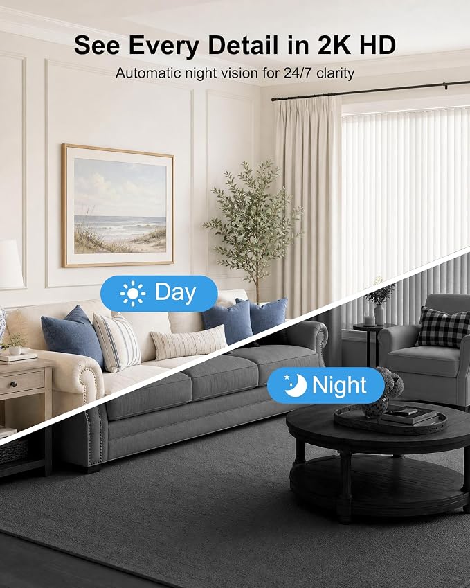 4G LTE Cellular Security Camera, No WiFi 2K HD Indoor Surveillance Camera with Built-In SIM Card for Remote Viewing, PIR Motion Detection Auto Night Vision Real-Time Alerts, Portable Battery Camera