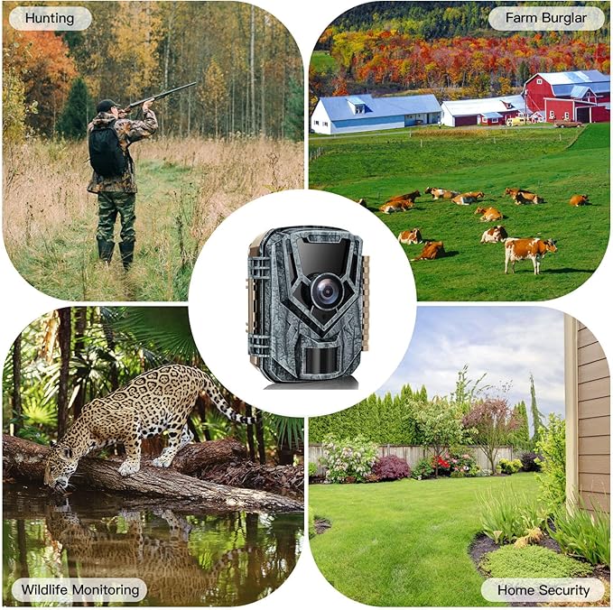 Punvoe Trail Camera 2 Pack 36 MP 2.7K Game Camera 32GB Memory Card 4 Batteries Time 2.0" LCD Screen, Trail Cameras with 120°Wide Night Vision IP66 Waterproof for Monitoring Wildlife Trail Cam