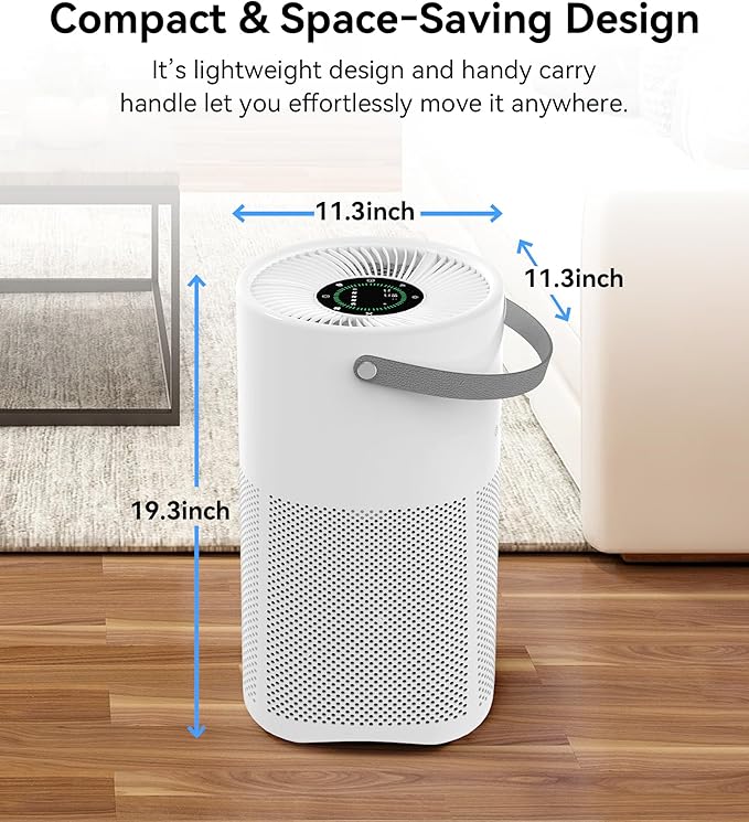 Berk Air Purifiers for Home Living Room,Cover Up to 1550 Ft²,Smart HEPA Air Purifier,PM2.5 Air Quality Display,Portable Air Purifier for Pets Hair, Smoke, Odors,Pollen (D3S-Smart)