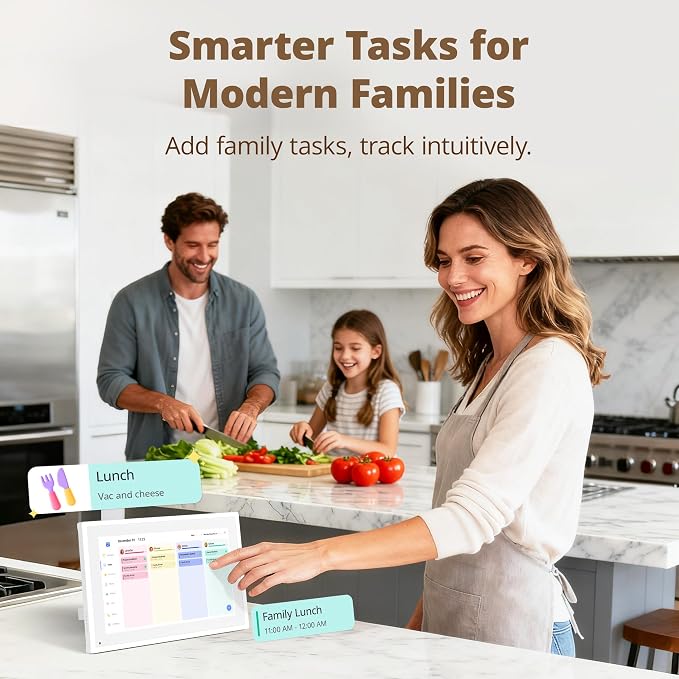 10.1" Digital Calendar Chore Chart – 1080P Full HD Interactive Touchscreen, Smart Family Planner, Hearth Display Digital Wall & Desk Mountable for Seamless Scheduling