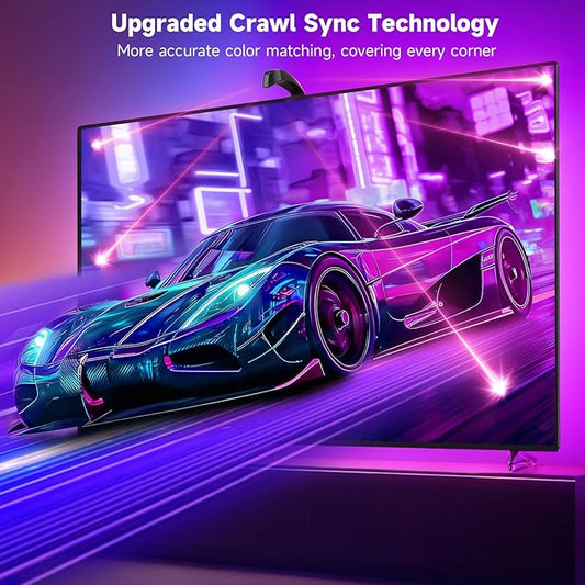 FFJ TV LED Backlight with Triple Sensor, 14.7ft RGB LED Strip Lights that Change with 55-65 Inch Screen, Smart App Control, Music Sync, for Home Decoration - Upgraded Version