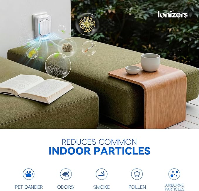 Air Purifiers for Home Pets (2 Pack), Air Ionizers Plug In for Bedroom, Office & Kitchen, Portable Quiet Odor Reducer for Pets, Smoke, Dust & Pollen, Air Freshener, Easy to Use, Low Noise