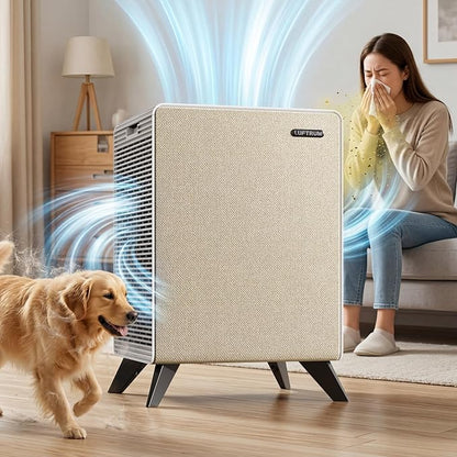 Air Purifiers for Home Large Room Up to 2250 ft² - Remove 99% of Smoke Allergies Pet Dander Odor - Dual 3-Stage Filter of Washable Filter and with AQI