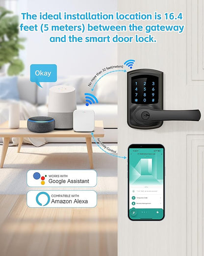 Hidalife Bluetooth Gateway for Smart Door Lock, WiFi Gateway for Smart Life, Tuya/SmartLife App to Remotely Control, Voice Control Compatible with Alexa & Google Assistant,Only Support 2.4G WiFi
