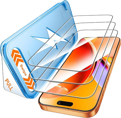Mkeke for iPhone 17 Pro Max Screen Protector 3 Pack [9H+ Hardness] [Military-Grade Drop Protection] [Sensitive Touch] [Easy Installation] [HD Clear] Full Edge Coverage Tempered Glass