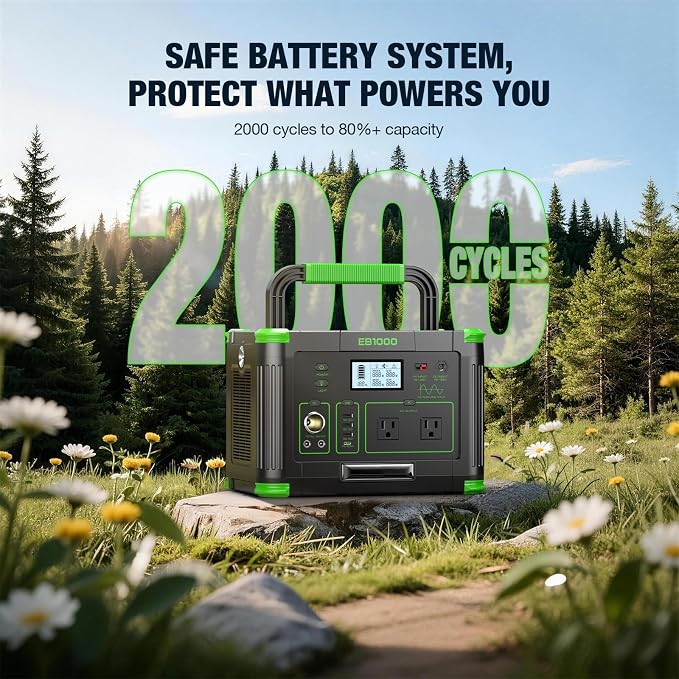 1000W Portable Power Station & 200W Foldable Solar Panel Generator Kit