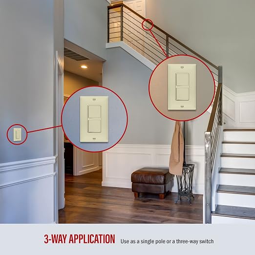 ENERLITES Ivory Double Paddle Decorator 3-Way Switch, 15A, 1 Pack
