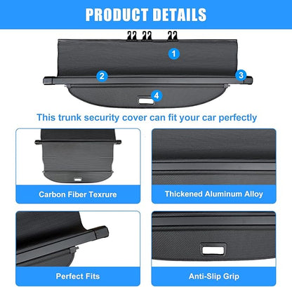 AUXKO Retractable Cargo Cover for Mitsubishi Outlander 2025-2022, Trunk Cover Luggage Security Shade Cover for 2025 2024 Outlander Shielding Anti-Peeping Privacy Screen Carbon Fiber(Not for Sport)