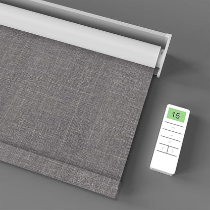 Motorized Blinds with Remote Control, Smart Blackout Automatic Blinds Work with Homekit Alexa Google Home, Rechargeable Electric Window Roller Shades with Valance, Customized Size (Texture Brown)