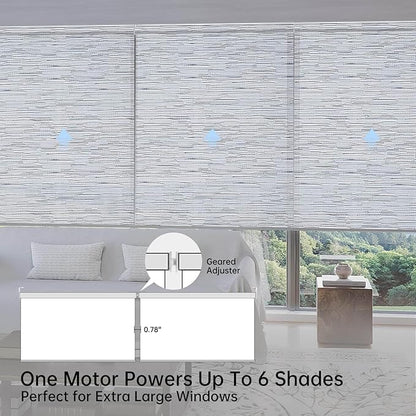 Motorized Coupled Shades, Light Filtering Smart Blinds for Large Windows Automatic Blinds Compatible with Alexa, Electric Roller Shades Customized for Living Room Home Office(Jacquard Grey)