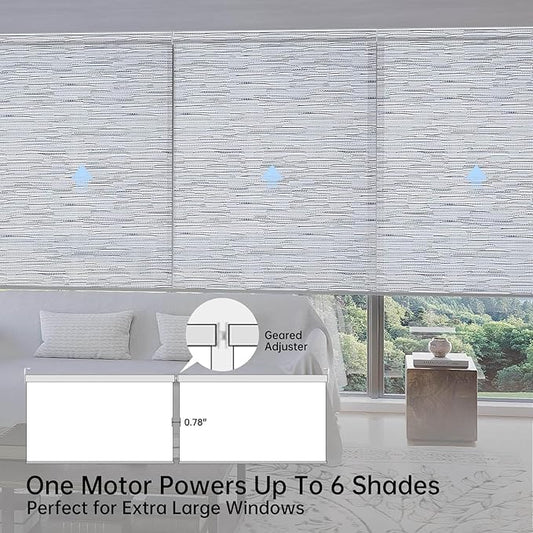 Motorized Coupled Shades, Light Filtering Smart Blinds for Large Windows Automatic Blinds Compatible with Alexa, Electric Roller Shades Customized for Living Room Home Office(Jacquard Grey)
