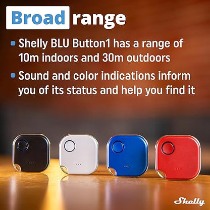 Shelly BLU Button1 Black | Bluetooth-Operated Action and Scenes Activation Button | Home Automation | iOS Android App | No Hub Required | Long Battery Life | LED Indication | Buzzer | Broad Range