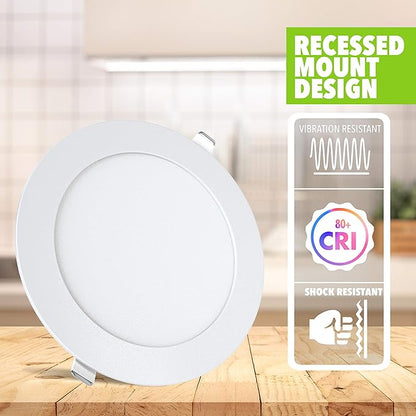 5 Pack Leisure LED RV Boat Recessed Ceiling Light 720 Lumen Super Slim LED Panel Light DC 12V 5.75" 9W Full Aluminum Downlights (Natural White)